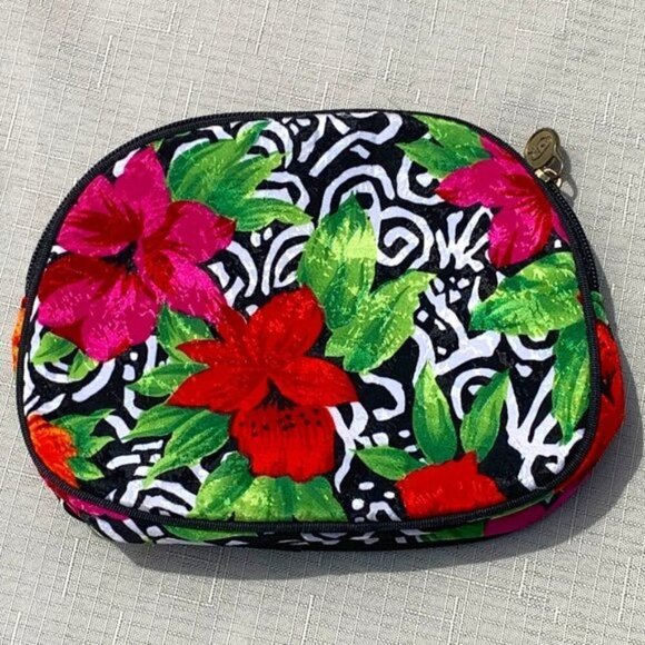 Oscar de la Renta Hibiscus Floral Clutch Cosmetic Bag - Picture 2 of 7